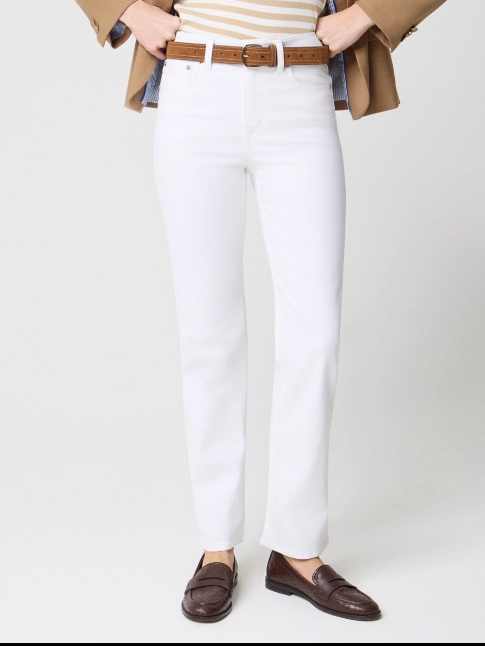 J.Crew Mid-Rise Straight Jeans in All-Day Stretch White Size 26